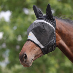 Maschera antimosche Shires FlyGuard Pro in rete fine con orecchie Diaspro nero