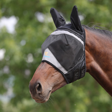 Maschera antimosche Shires FlyGuard Pro in rete fine con orecchie Diaspro nero