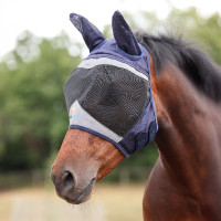 Maschera antimosche Shires FlyGuard Pro in rete fine con orecchie Marina Blu marino