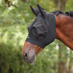 Maschera antimosche estensibile Shires FlyGuard Pro con orecchie Diaspro nero