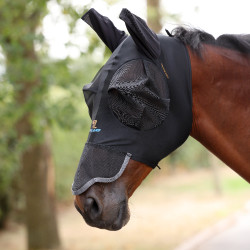 Maschera antimosche estensibile Shires FlyGuard Pro con orecchie e naso Diaspro nero