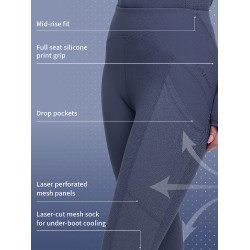 Leggings da equitazione da donna LeMieux con fondo in silicone Airflow Nero