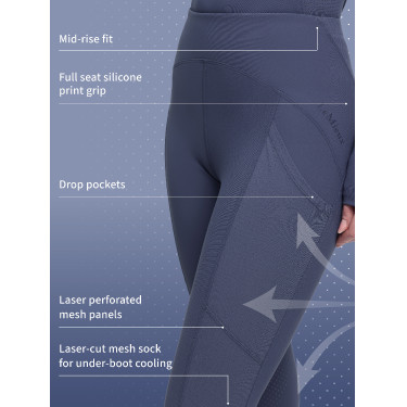 Leggings da equitazione da donna LeMieux con fondo in silicone Airflow Nero