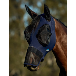 Maschera antimosche WeatherBeeta ComFiTec Luxe Stretch con orecchie e naso Blu navy / nero