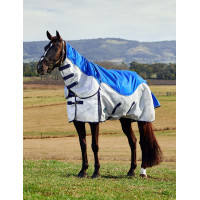 Coperta antimosche e impermeabile ComFiTec Duo Shield con collo staccabile Blu / argento / blu navy Coperta antimosche e impermeabile ComFiTec Duo Shield con collo staccabile Blu / argento / blu navy