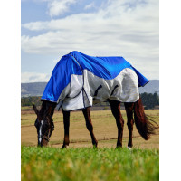Coperta antimosche e impermeabile ComFiTec Duo Shield con collo staccabile Blu / argento / blu navy Coperta antimosche e impermeabile ComFiTec Duo Shield con collo staccabile Blu / argento / blu navy