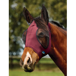Maschera anti-mosche Weatherbeeta ComFiTec Deluxe Stretch con orecchie Bordeaux / nero