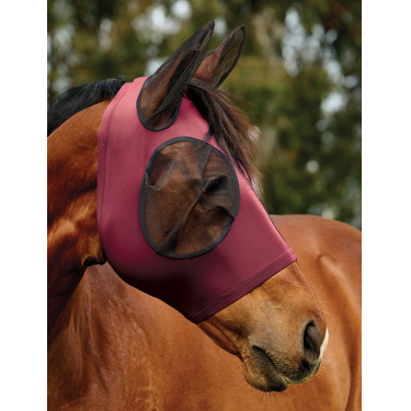 Maschera anti-mosche Weatherbeeta ComFiTec Deluxe Stretch con orecchie Bordeaux / nero