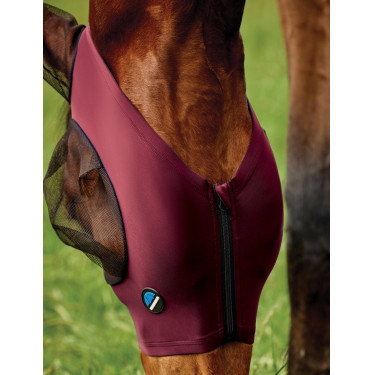 Maschera anti-mosche Weatherbeeta ComFiTec Deluxe Stretch con orecchie Bordeaux / nero