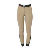 Pantaloni da equitazione da donna Equestro con grip alle ginocchia a vita alta Incenso Beige