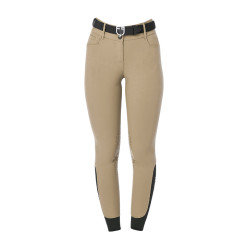 Pantaloni da equitazione da donna Equestro con grip alle ginocchia a vita alta Incenso Beige