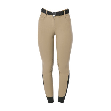Pantaloni da equitazione da donna Equestro con grip alle ginocchia a vita alta Incenso Beige