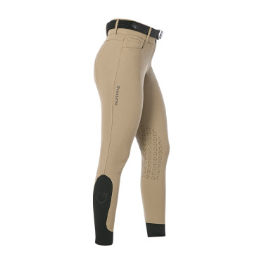Pantaloni da equitazione da donna Equestro con grip alle ginocchia a vita alta Incenso Beige