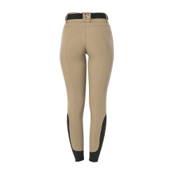 Pantaloni da equitazione da donna Equestro con grip alle ginocchia a vita alta Incenso Beige