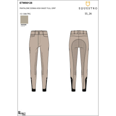 Pantaloni a vita alta con grip integrale da donna Equestro Tan Oxford Rosa Pantaloni a vita alta con grip integrale da donna Equestro Tan Oxford Rosa