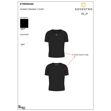 T-shirt tecnico da allenamento da donna taglio slim Equestro Nero