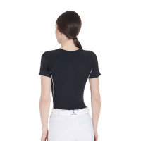 T-shirt tecnico da allenamento da donna taglio slim Equestro Nero T-shirt tecnico da allenamento da donna taglio slim Equestro Nero