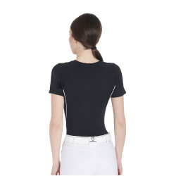 T-shirt tecnico da allenamento da donna taglio slim Equestro Nero