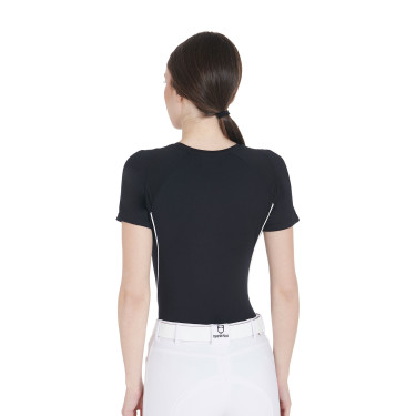 T-shirt tecnico da allenamento da donna taglio slim Equestro Nero