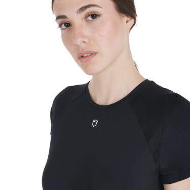 T-shirt tecnico da allenamento da donna taglio slim Equestro Nero