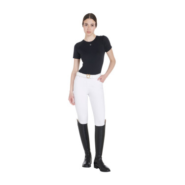 T-shirt tecnico da allenamento da donna taglio slim Equestro Nero