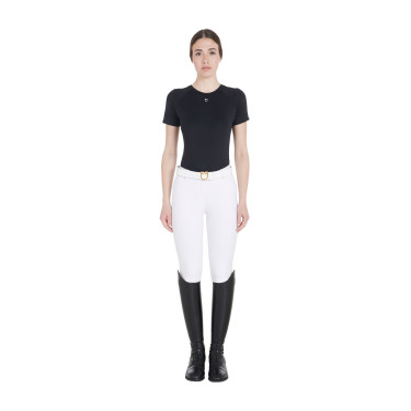 T-shirt tecnico da allenamento da donna taglio slim Equestro Nero