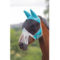 Maschera anti mosche con frange sul naso Shires FlyGuard Pro Blu petrolio