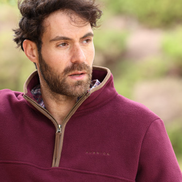 Pile mezza zip Core da uomo Shires Aubrion Bordeaux Pile mezza zip Core da uomo Shires Aubrion Bordeaux