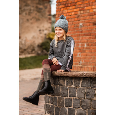 Cappello lavorato a maglia Horze Leighton Teens con fodera in pile Grigio