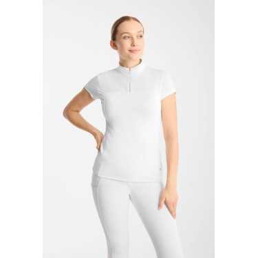 Polo da concorso Horze Louisa mesh donna Bianco / blu turchese