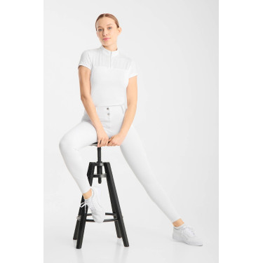 Polo da concorso Horze Louisa mesh donna Bianco / blu turchese