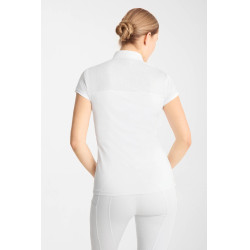 Polo da concorso Horze Louisa mesh donna Bianco / blu turchese