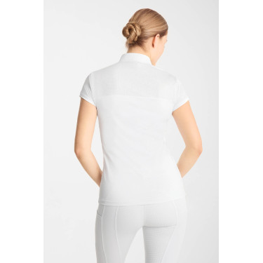 Polo da concorso Horze Louisa mesh donna Bianco / blu turchese