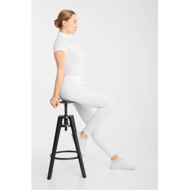 Polo da concorso Horze Louisa mesh donna Bianco / blu turchese