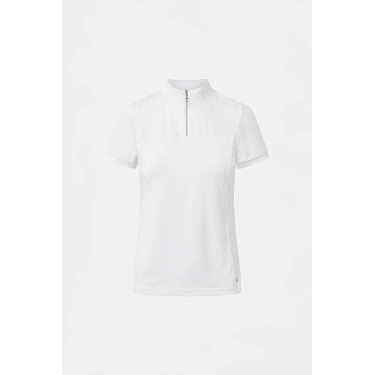 Polo da concorso Horze Louisa mesh donna Bianco / blu turchese