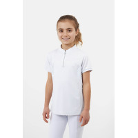 Polo da concorso Horze Louisa Young Rider con inserti in mesh Bianco / blu turchese