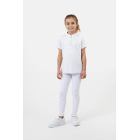 Polo da concorso Horze Louisa Young Rider con inserti in mesh Bianco / blu turchese