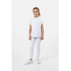 Polo da concorso Horze Louisa Young Rider con inserti in mesh Bianco / blu turchese