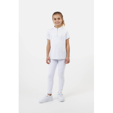 Polo da concorso Horze Louisa Young Rider con inserti in mesh Bianco / blu turchese