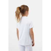 Polo da concorso Horze Louisa Young Rider con inserti in mesh Bianco / blu turchese