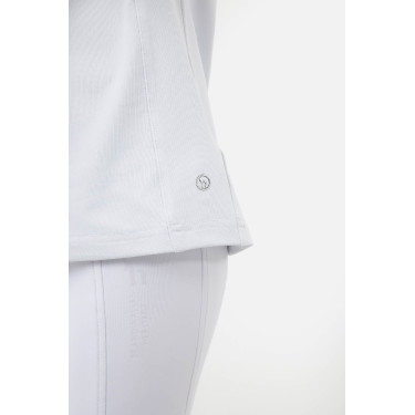 Polo da concorso Horze Louisa Young Rider con inserti in mesh Bianco / blu turchese