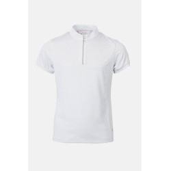 Polo da concorso Horze Louisa Young Rider con inserti in mesh Bianco / blu turchese