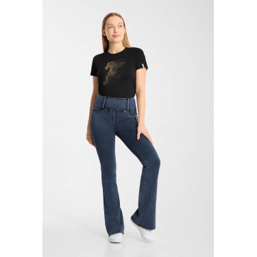 Leggings da equitazione Horze Emery western donna taglio bootcut effetto denim Blu denim