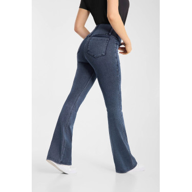 Leggings da equitazione Horze Emery western donna taglio bootcut effetto denim Blu denim