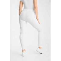 Pantaloni da equitazione Horze Matilda traforati da donna full grip Bianco / blu turchese