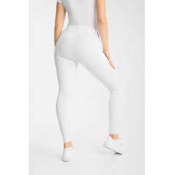 Pantaloni da equitazione Horze Matilda traforati da donna full grip Bianco / blu turchese