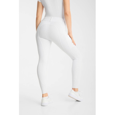 Pantaloni da equitazione Horze Matilda traforati da donna full grip Bianco / blu turchese