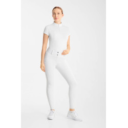 Pantaloni da equitazione Horze Matilda traforati da donna full grip Bianco / blu turchese