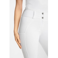 Pantaloni da equitazione Horze Matilda traforati da donna full grip Bianco / blu turchese