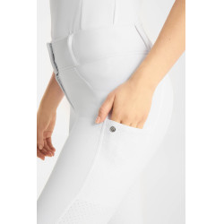 Pantaloni da equitazione Horze Matilda traforati da donna full grip Bianco / blu turchese
